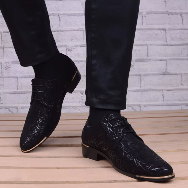 Men Wedding Shoes Microfiber Leather Formal Business Pointed Toe for Man Dress Shoes Men'S Oxford Flats