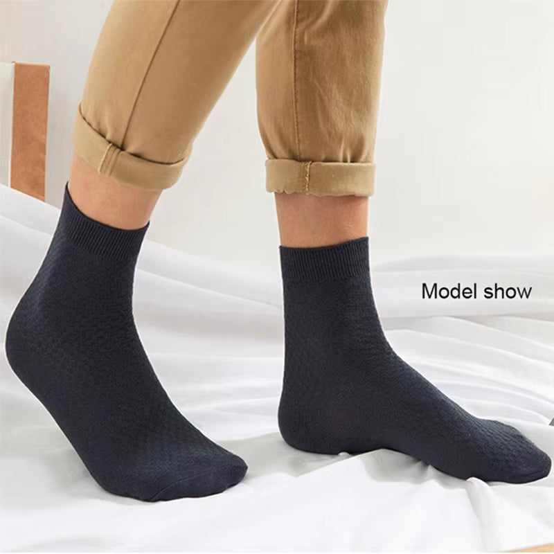 10 Pairs/Lot Men'S Bamboo Fiber Socks 2025 New Compression Autumn Long Black Business Casual Man Dress Sock Gift plus Size 42-45