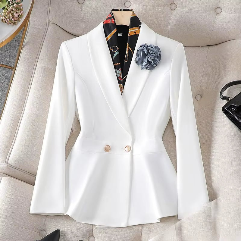 Autumn New Waist Slimming Jacket Blazer Pencil Pants Two-Piece Set Elegant Women'S Office Suit Set Outfits
