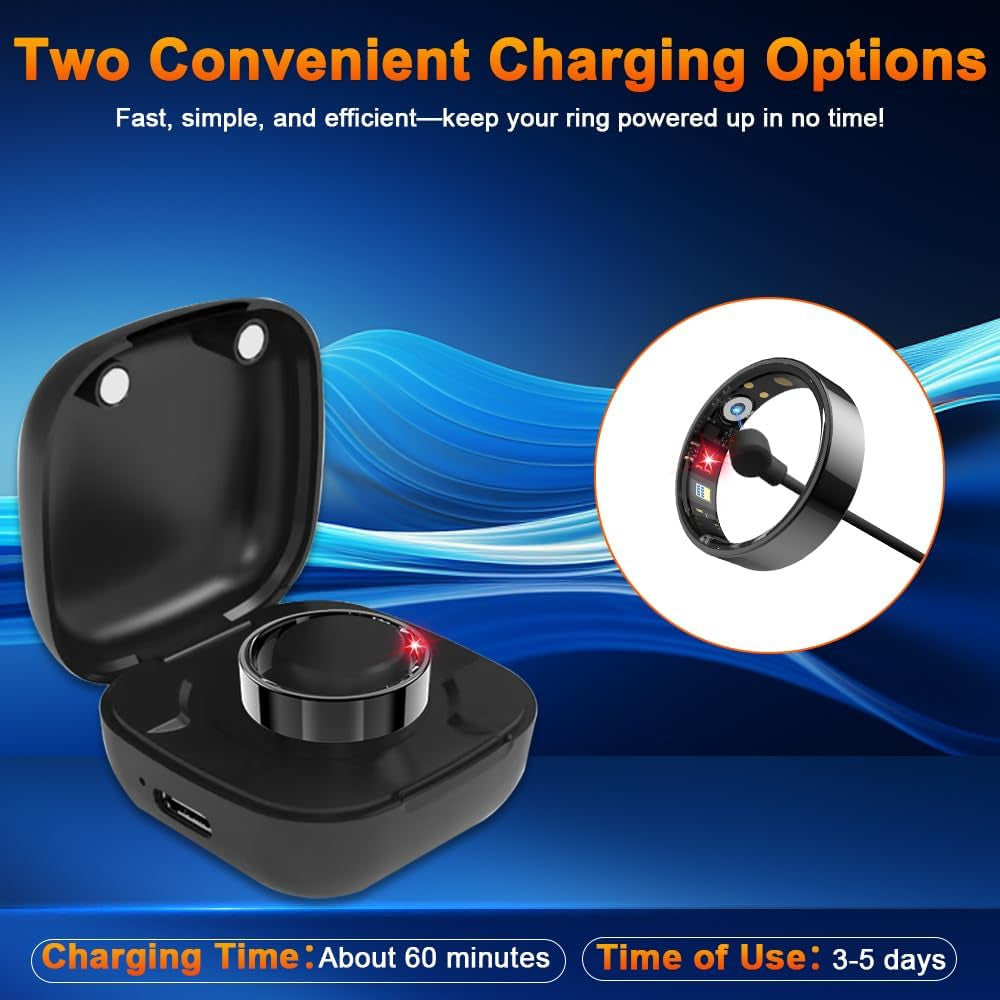 2025 Smart Ring Health Tracker with Blood Pressure Monitor, IP68 Waterproof Health Ring for Blood Oxygen Heart Rate Spo2 Sleep Monitor, Bluetooth Connect Fitness Ring for Multi-Sports Tracking