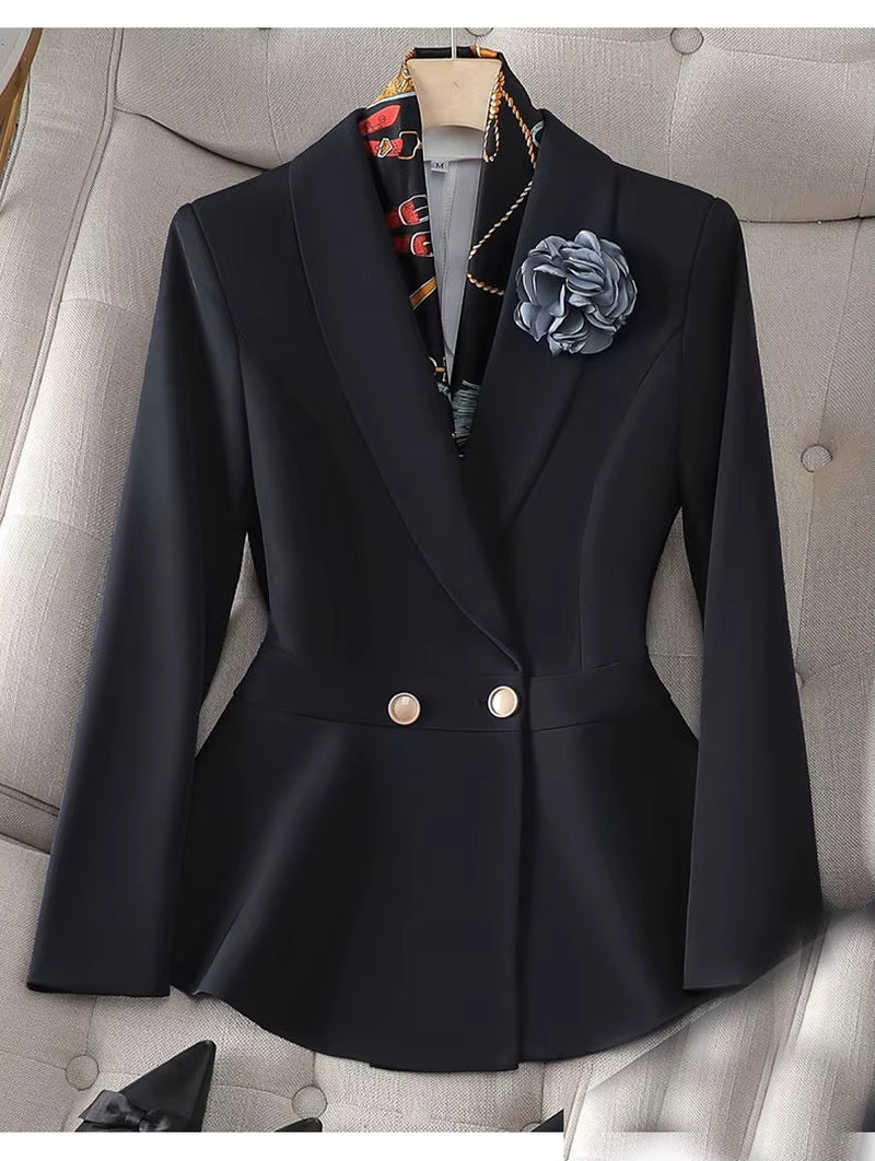 Autumn New Waist Slimming Jacket Blazer Pencil Pants Two-Piece Set Elegant Women'S Office Suit Set Outfits