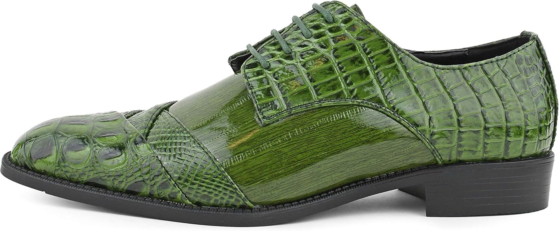 Bandit, Cap Toe Oxford Dress Shoes for Men, Men'S Formal Dress Shoes with Alligator Print, Croc Folded Oxfords