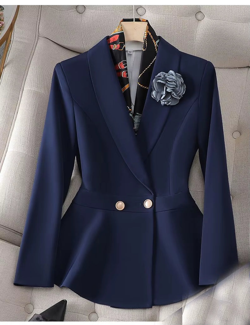 Autumn New Waist Slimming Jacket Blazer Pencil Pants Two-Piece Set Elegant Women'S Office Suit Set Outfits